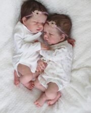 Full body silicone doll Gloria twins sleeping together