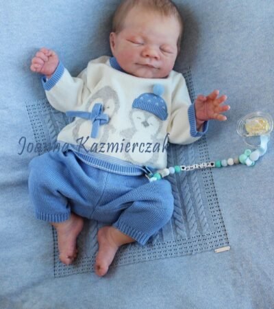 ​Full body silicone doll Philip sleeping in blue outfit